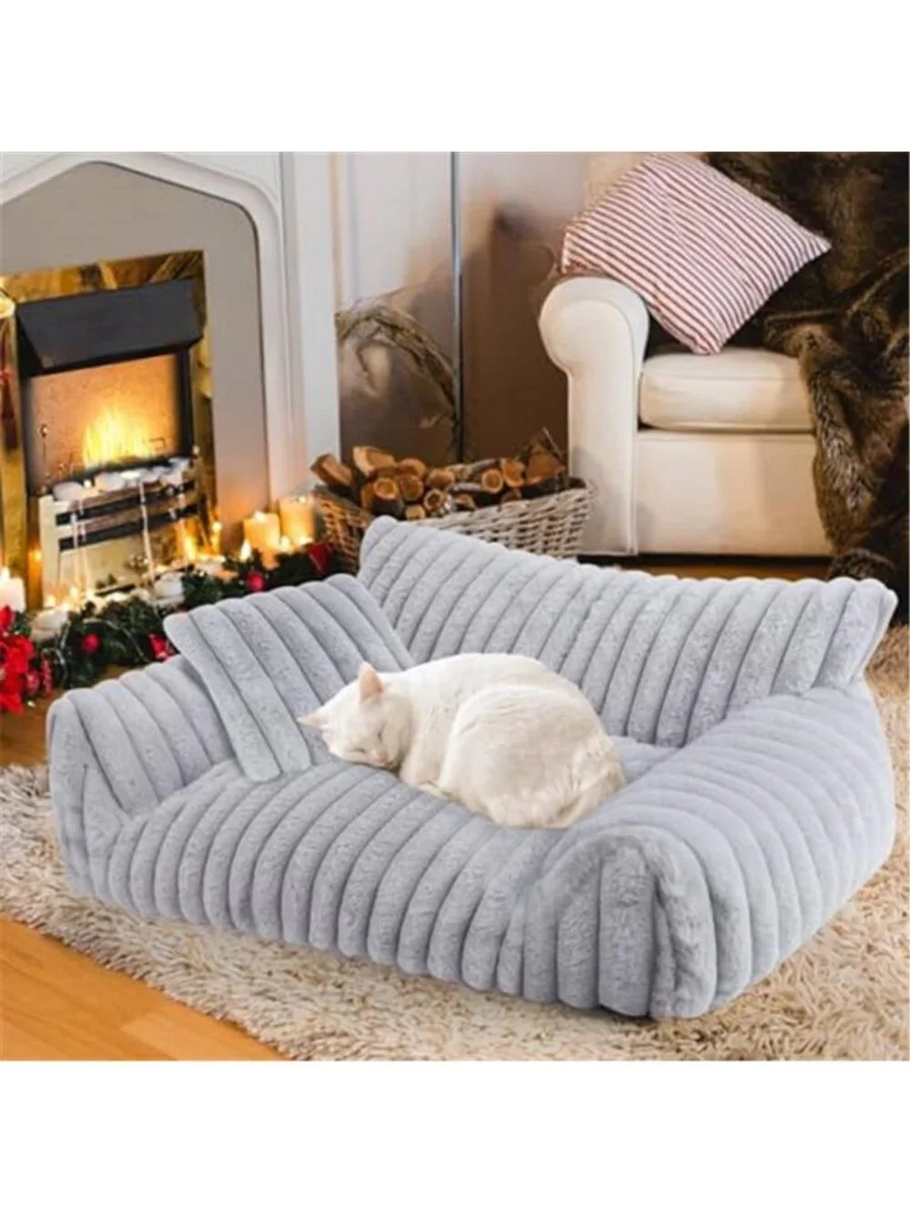 Cat Bed Sofa Plush Pet Bed Small Dog Bed Washable Cushion Soft Cozy Warm Bed